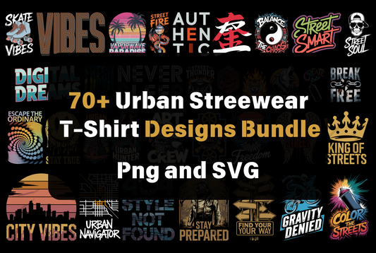 70+ Urban Streetwear T-Shirt Designs (PNG, SVG)